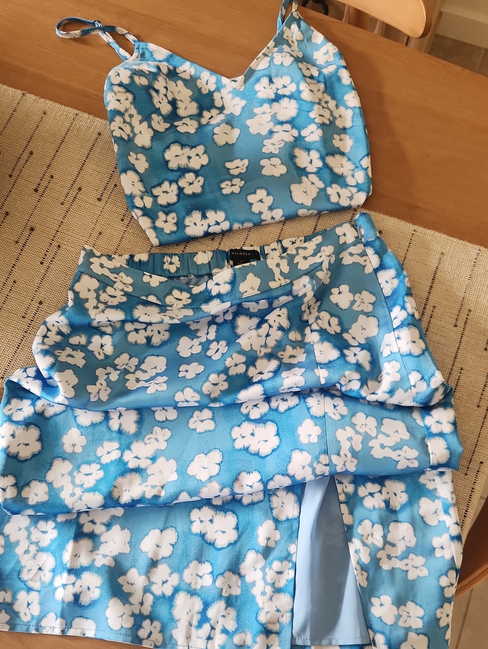Halogen Blue and White Floral Two-Piece Set